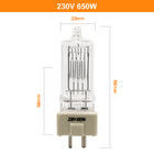 230V 650W Fotografi Video Light Film Dan Lampu Panggung Televisi Tungsten Halogen Warm Light