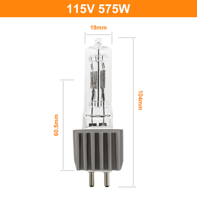 575 Watt 115 Volt Bi Pin Halogen Bulb Globes G9.5 Silver DLL Stage Soft Spot Zoom Light