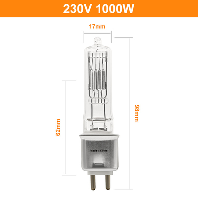 230V 1000 Watt Quartz Bulb Single Ended 3200k GX 9.5 Pin Cap Untuk Lampu Langit-langit