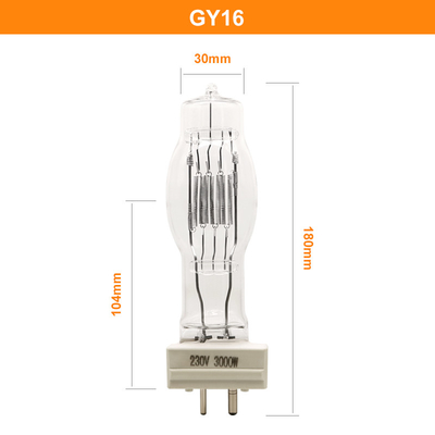 GY16 3000W Quartz Halogen Lamp 3200k Marine Searchlight Bulbs Dengan Radiator