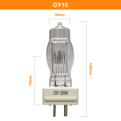 230v 2000w GY16 Lampu Sorot Halogen 400h 3200K Quartz Light Bulb