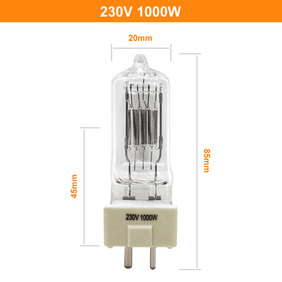 230V Gy9.5 Basis Halogen Quartz Bulb 1000w Lampu Studio Tahap Berakhir Tunggal 3200K