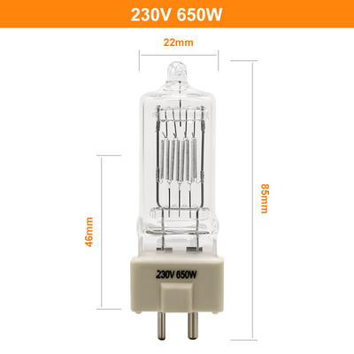 16250lm Lampu Panggung Halogen Bulb GY9.5 650W 230V Halogen Quartz Lamp Theater Spotlight Bulb