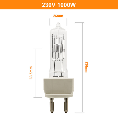 230v 1000w Single Ended Halogen Light Bulb Film Studio Lighting Lampu Proyektor Film 300h