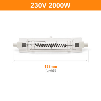 230V 2000W R7s Linear Halogen Bulb Tube Jenis 138mm 50000lm Berakhir Ganda