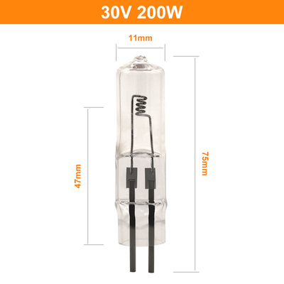 30V 200W Tampilan Halogen Lampu Optik Dua Pin Bohlam Halogen Jenis Sisipan Manik Kecil