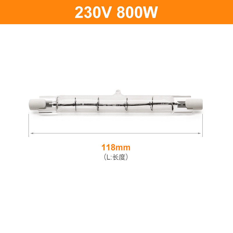 Ir Quartz Halogen Bulb Berakhir Ganda 118mm 230V 800W
