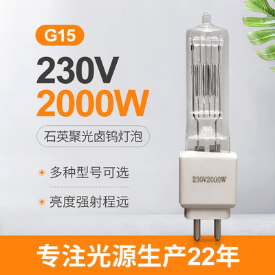 110V 230v 2000w Halogen Bulb Quartz Lamp G15 3200K Untuk Film Studio Theater